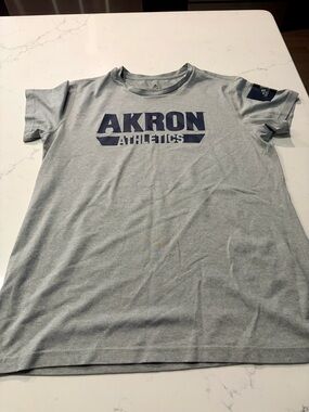 Adidas Grey & Navy Blue Akron Athletics Dri-Fit Graphic Tee - Women’s Large
